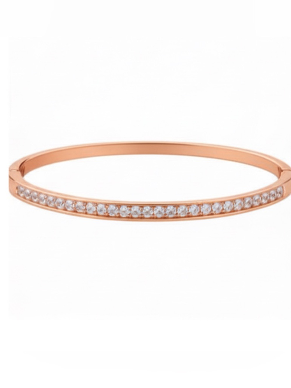 Rose Gold CZ Bangle Bracelet Slim Minimal Stackable Designer Inspired